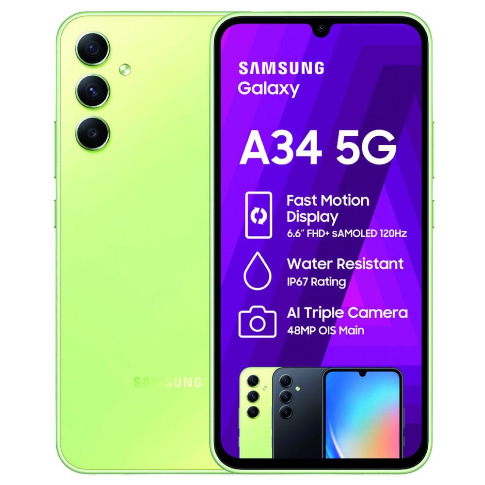 Samsung Galaxy A34 Smartphone, Android, 6.6”, 5G, SIM Free, 128GB